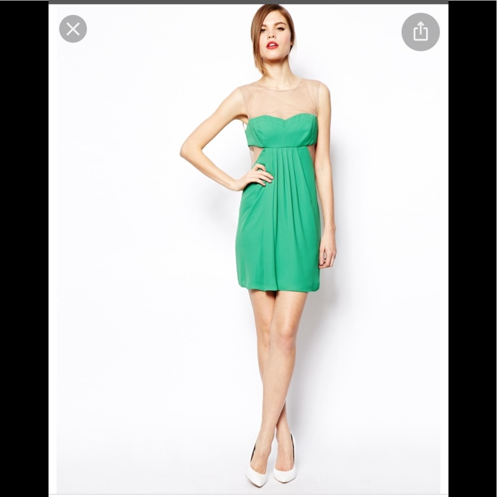 BCBG Kelly green mini cocktail dress